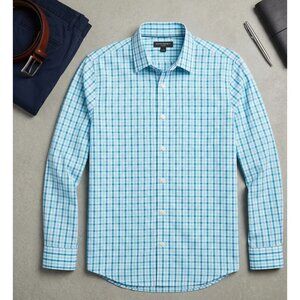 Banana Republic Mens size large Non-Iron Classic Fit Blue Gingham Check Button-D